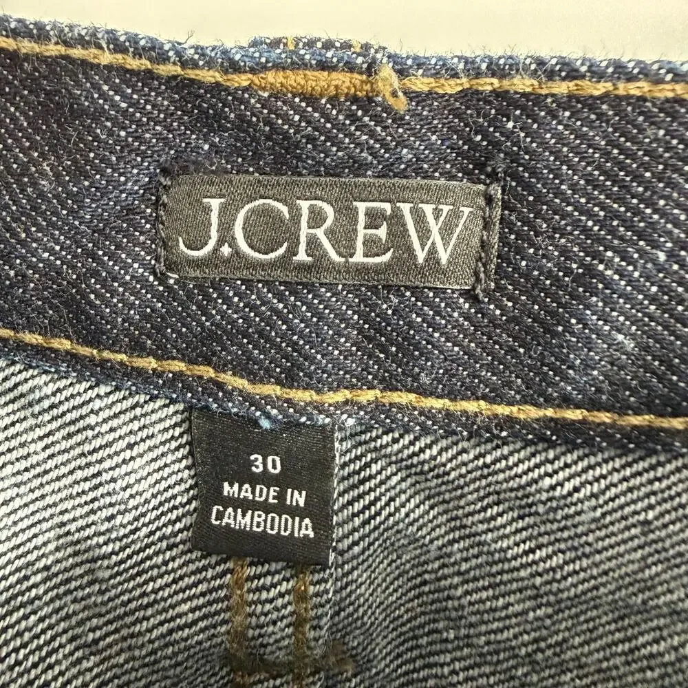 J Crew Denim Mini Skirt Womens 30 Dark Blue Wash Cotton A-Line Zip Fly Pockets